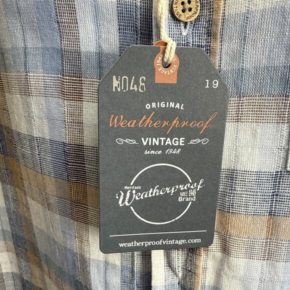 Weatherproof Vintage Mens Small Plaid Short Sleeve Button Down Shirt Spring NWT - Picture 8 of 11